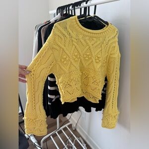 Zara Bright Yellow Textured Knit Sweater